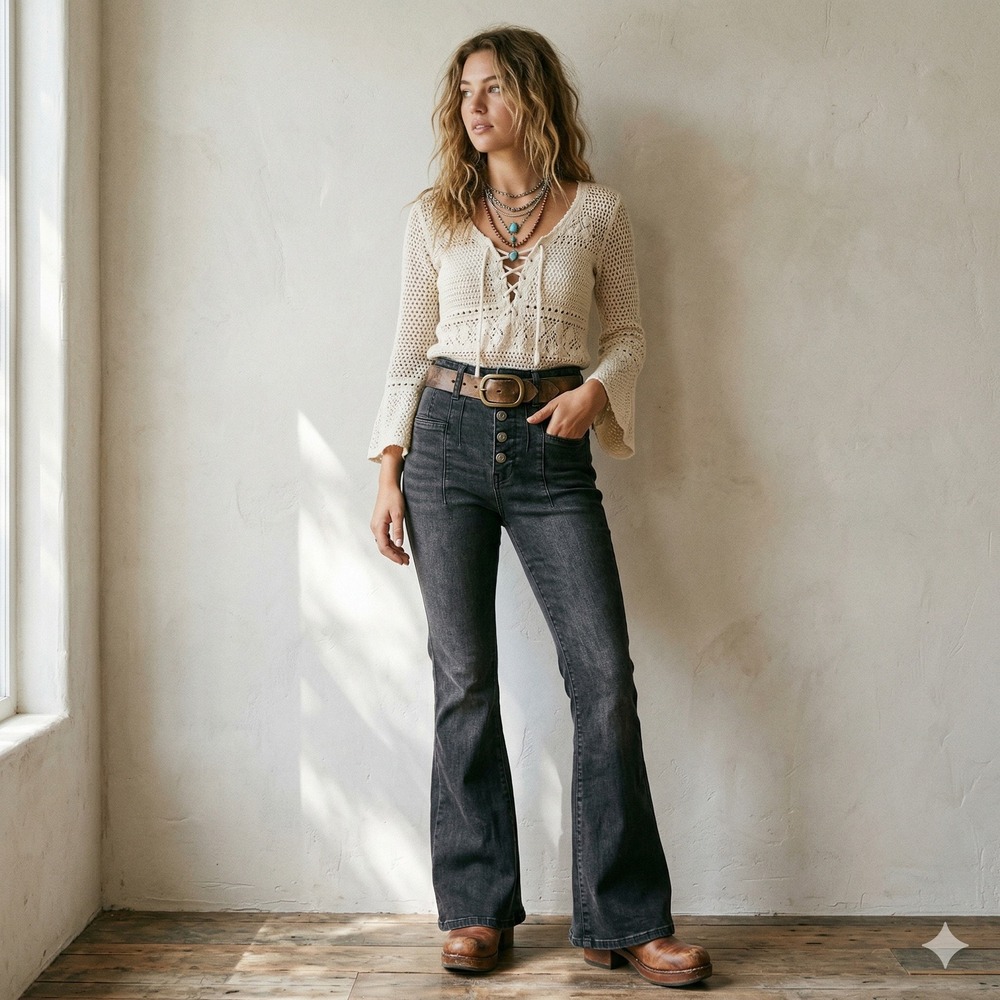 Free People We The Free Just Float On Flare Pants Womens 25 Black Bell Bottom‎
